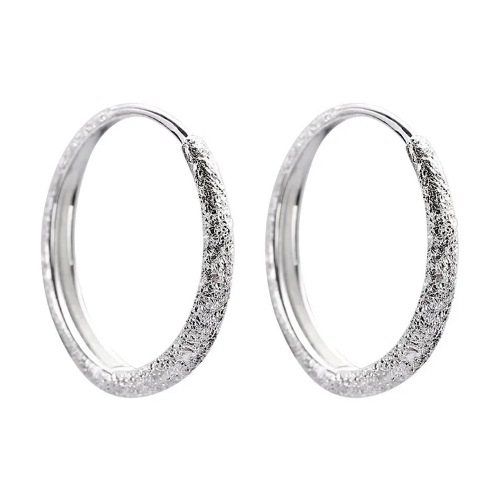 #NEW 925 Sterling Silver Round Shiny Hoop Earrings